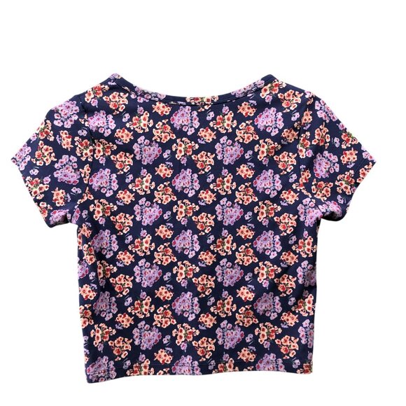 Uniqlo x Paul & Joe Short Sleeve Cropped T Shirt Womens M Floral Scoop Neck - Picture 2 of 8